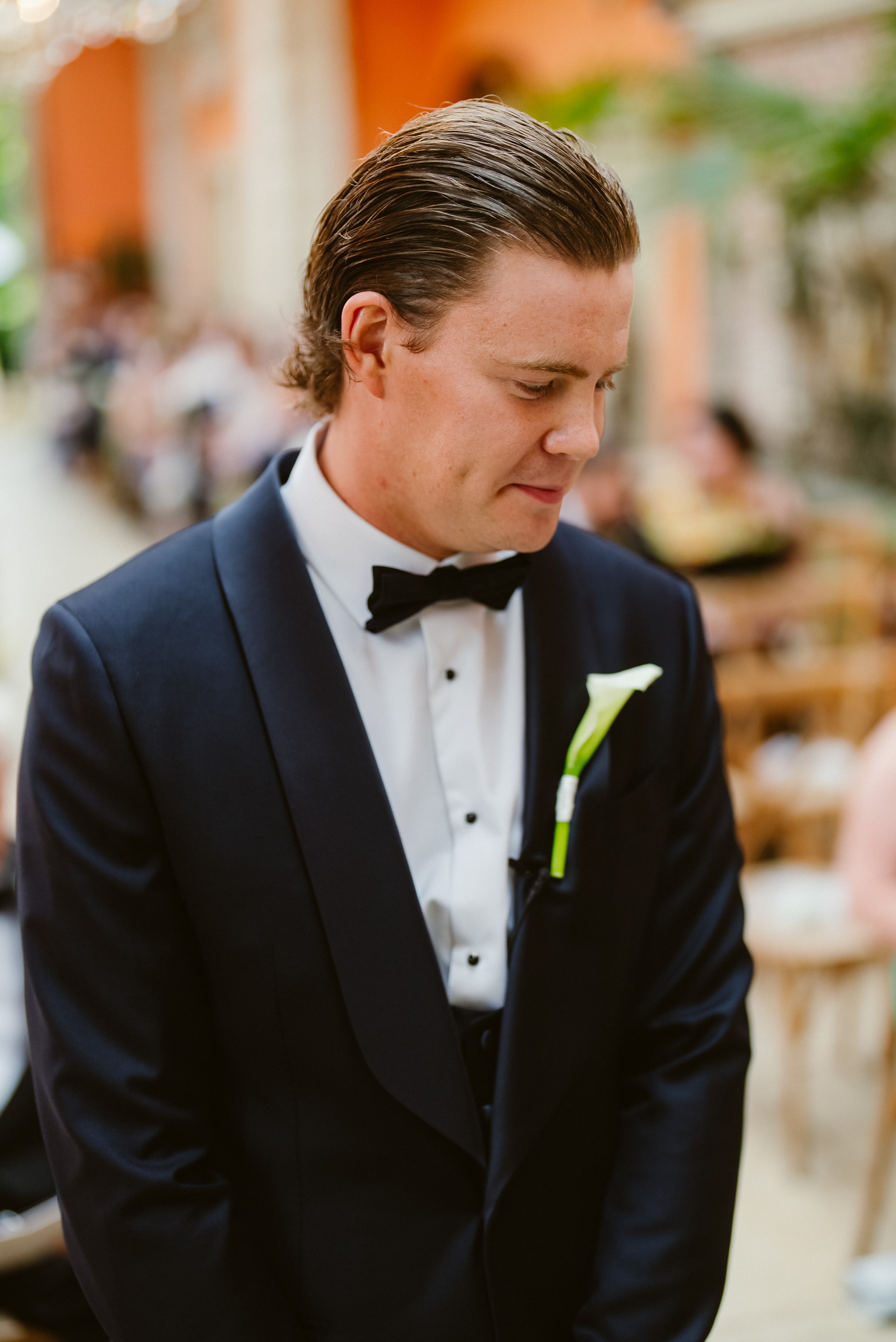 Groom waiting before a wedding ceremony begins